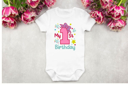 My 1st Birthday with a Bow Embroidered Baby Onesie