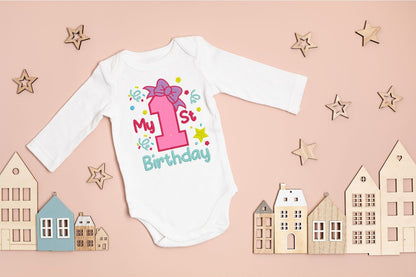 My 1st Birthday with a Bow Embroidered Baby Onesie