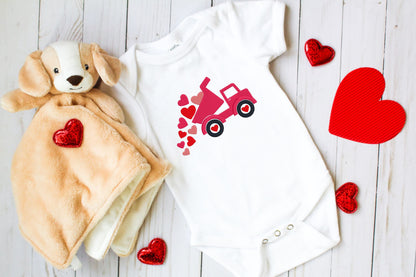 Valentine's day Dump Truck with hearts embroidered outfit