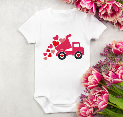 Valentine's day Dump Truck with hearts embroidered outfit