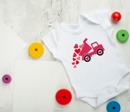 Valentine's day Dump Truck with hearts embroidered outfit