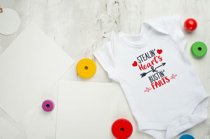 Stealin' Hearts Valentine's day embroidered baby onesie