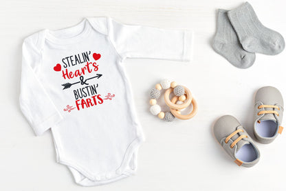 Stealin' Hearts Valentine's day embroidered baby onesie