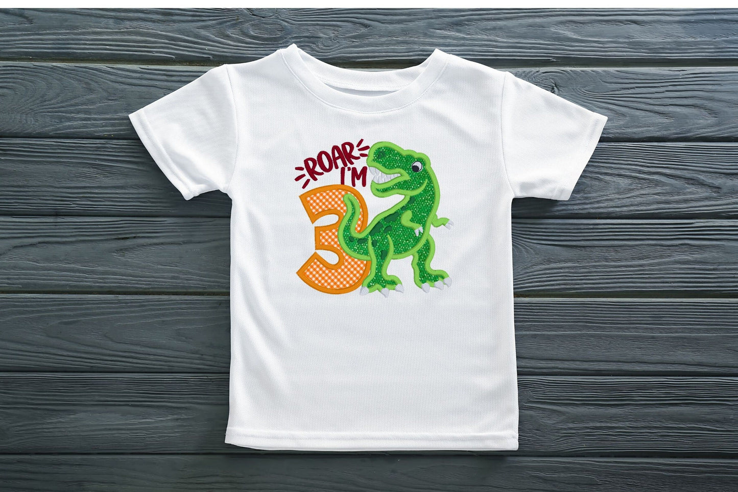 Dinosaur Roar Birthday Boy Embroidered Shirt