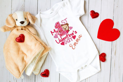 1st Valentine's Day embroidered bodysuit