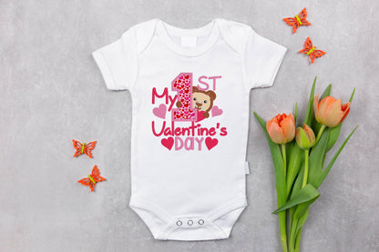 1st Valentine's Day embroidered bodysuit