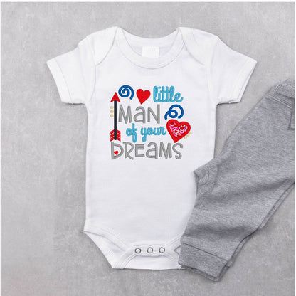 Little Man of your dreams Valentine's day embroidered outfit