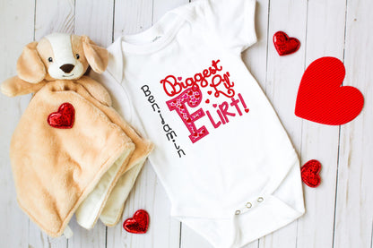 Valentine's Day Biggest Lil' Flirt embroidered outfit