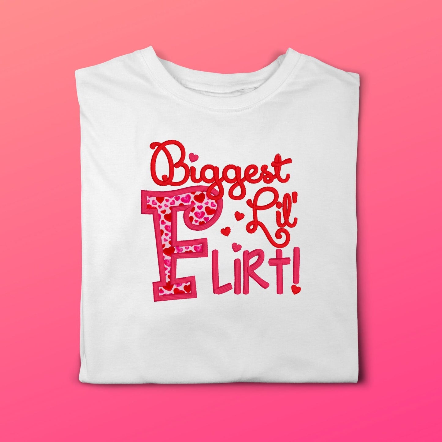 Valentine's Day Biggest Lil' Flirt embroidered outfit