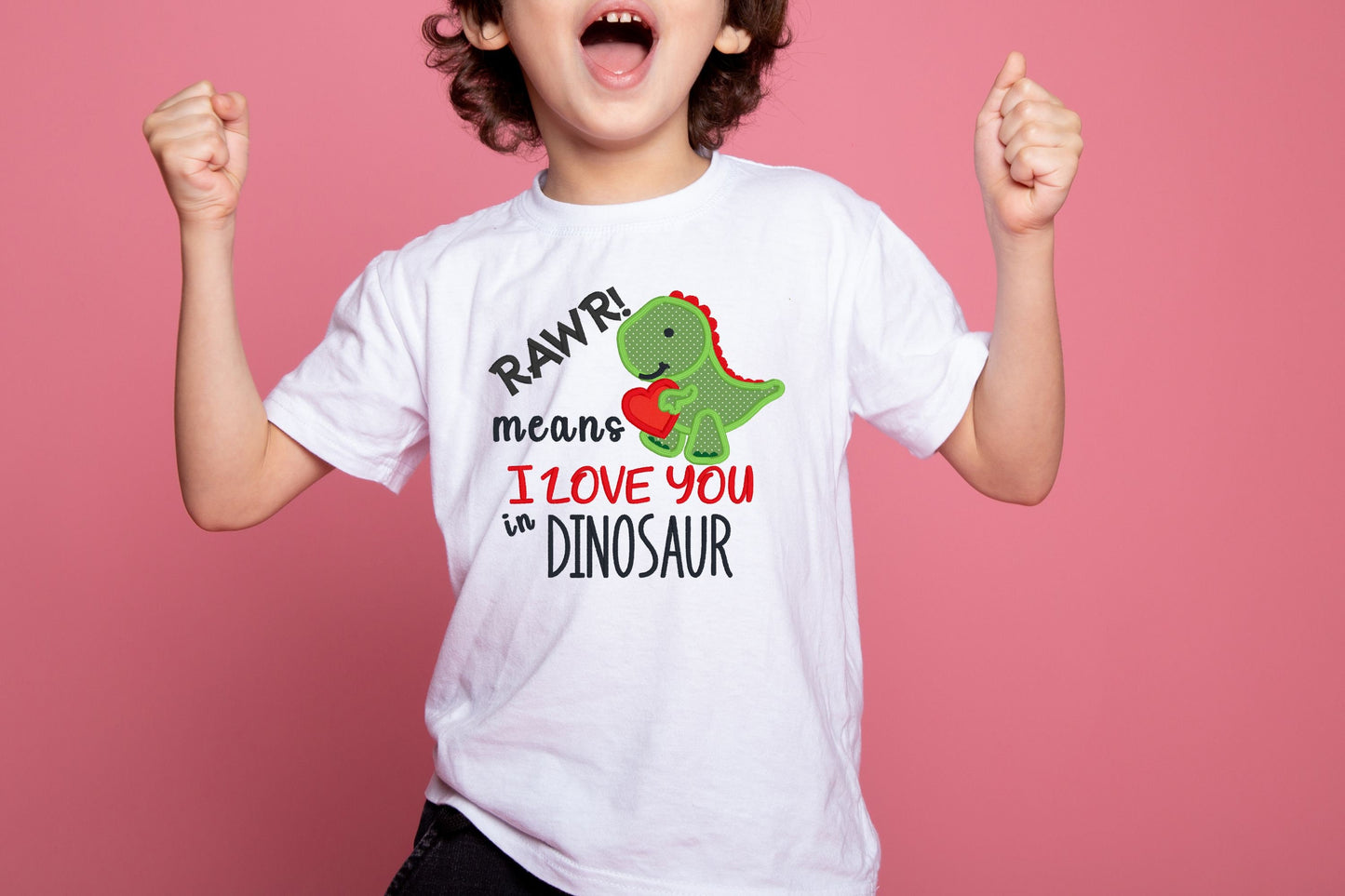 Valentine's Day Dinosaur Rawr embroidered outfit