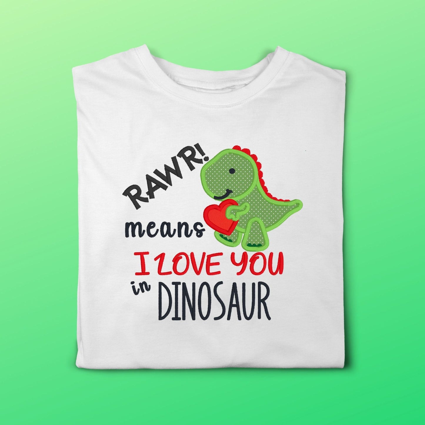 Valentine's Day Dinosaur Rawr embroidered outfit