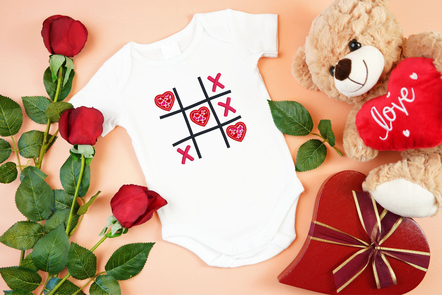 Valentine's Day Tic Tac Toe embroidered outfit