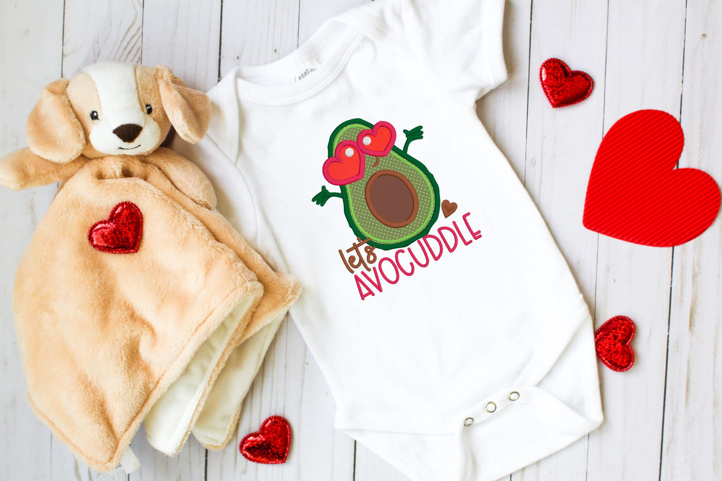 Valentine's Day Avocuddle embroidered outfit