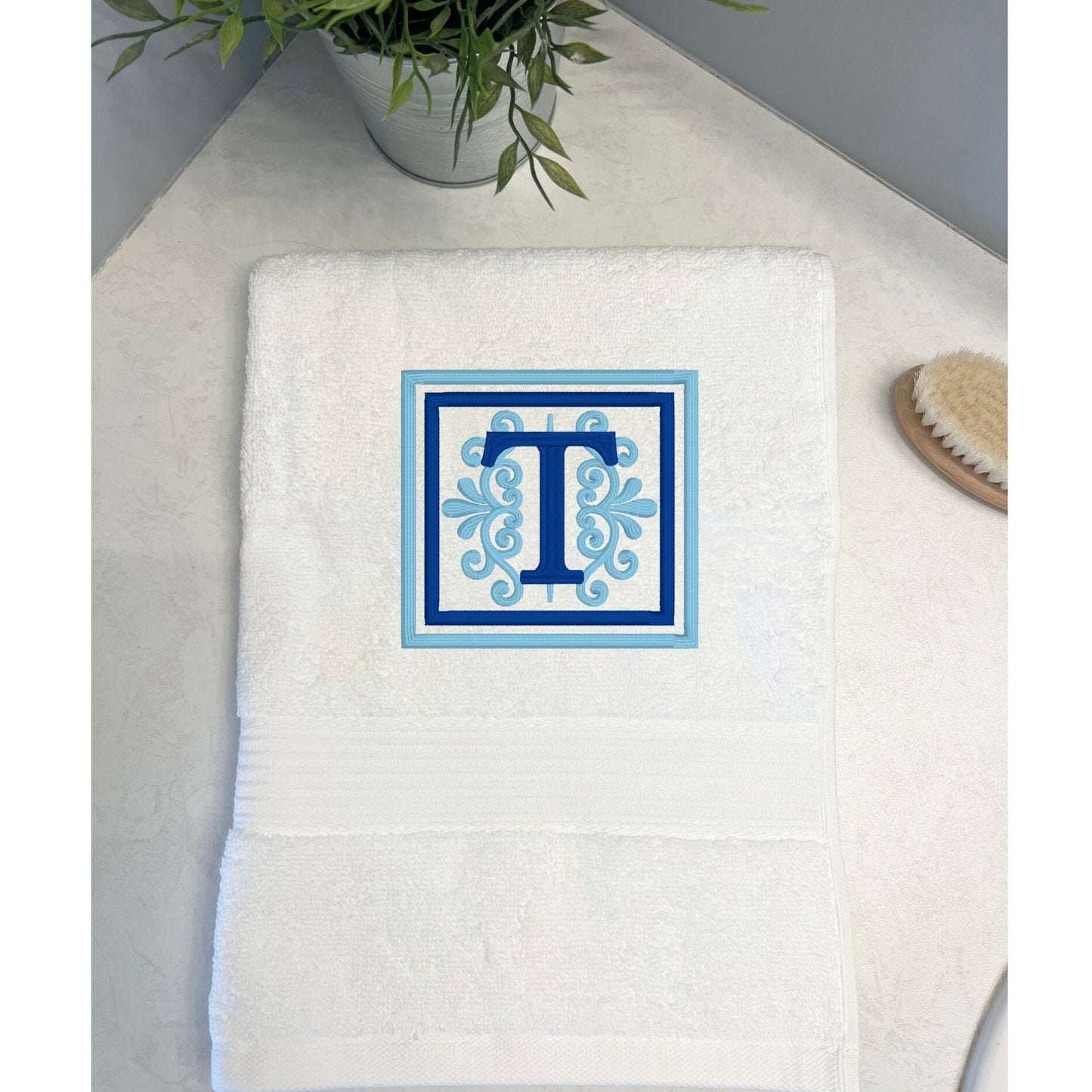 Monogramed embroidered hand towel