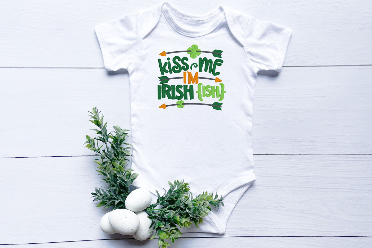 Kiss me I'm Irish Embroidered Kids Shirt