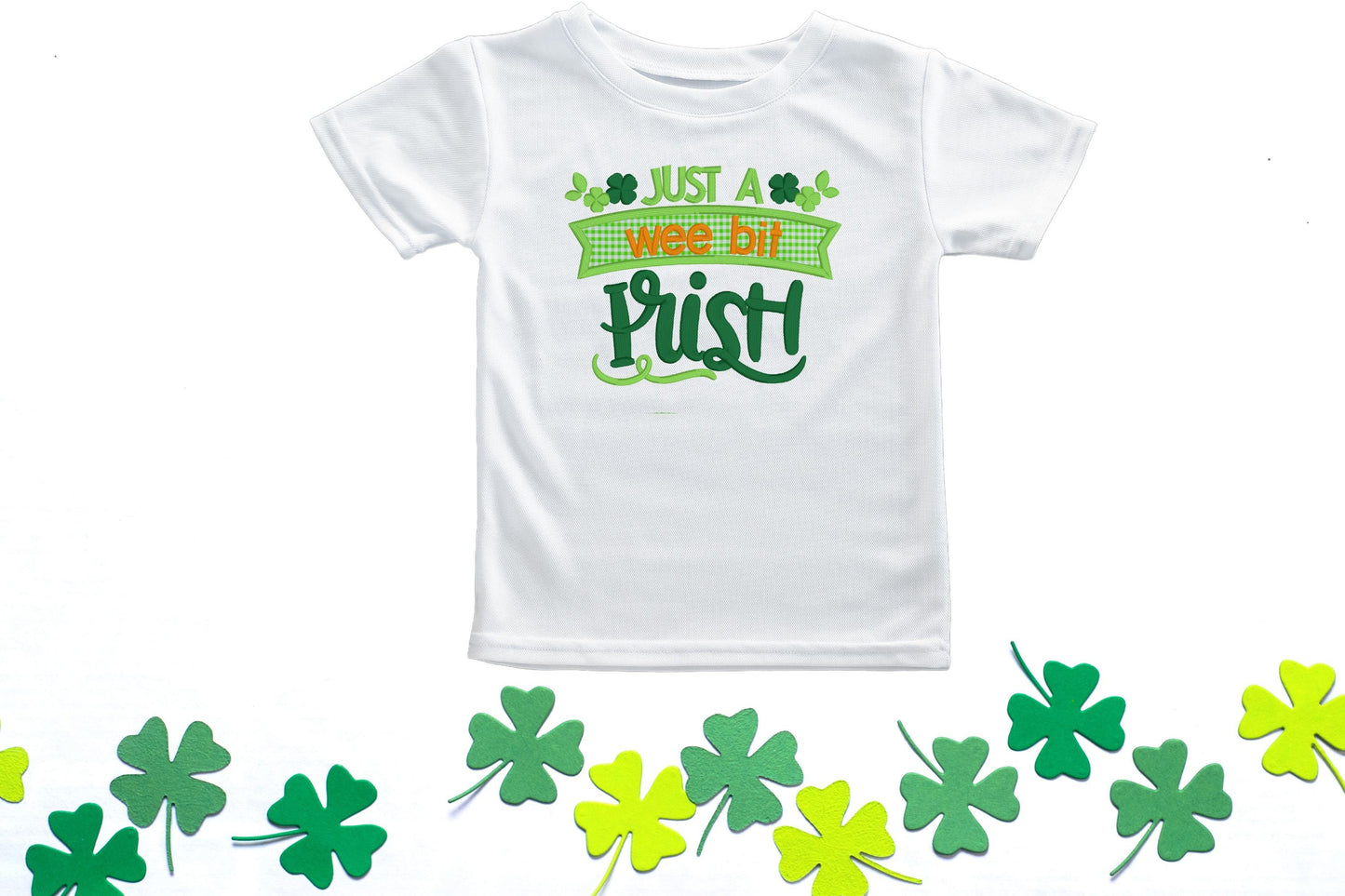 Just A Wee Bit Irish embroidered kids shirt