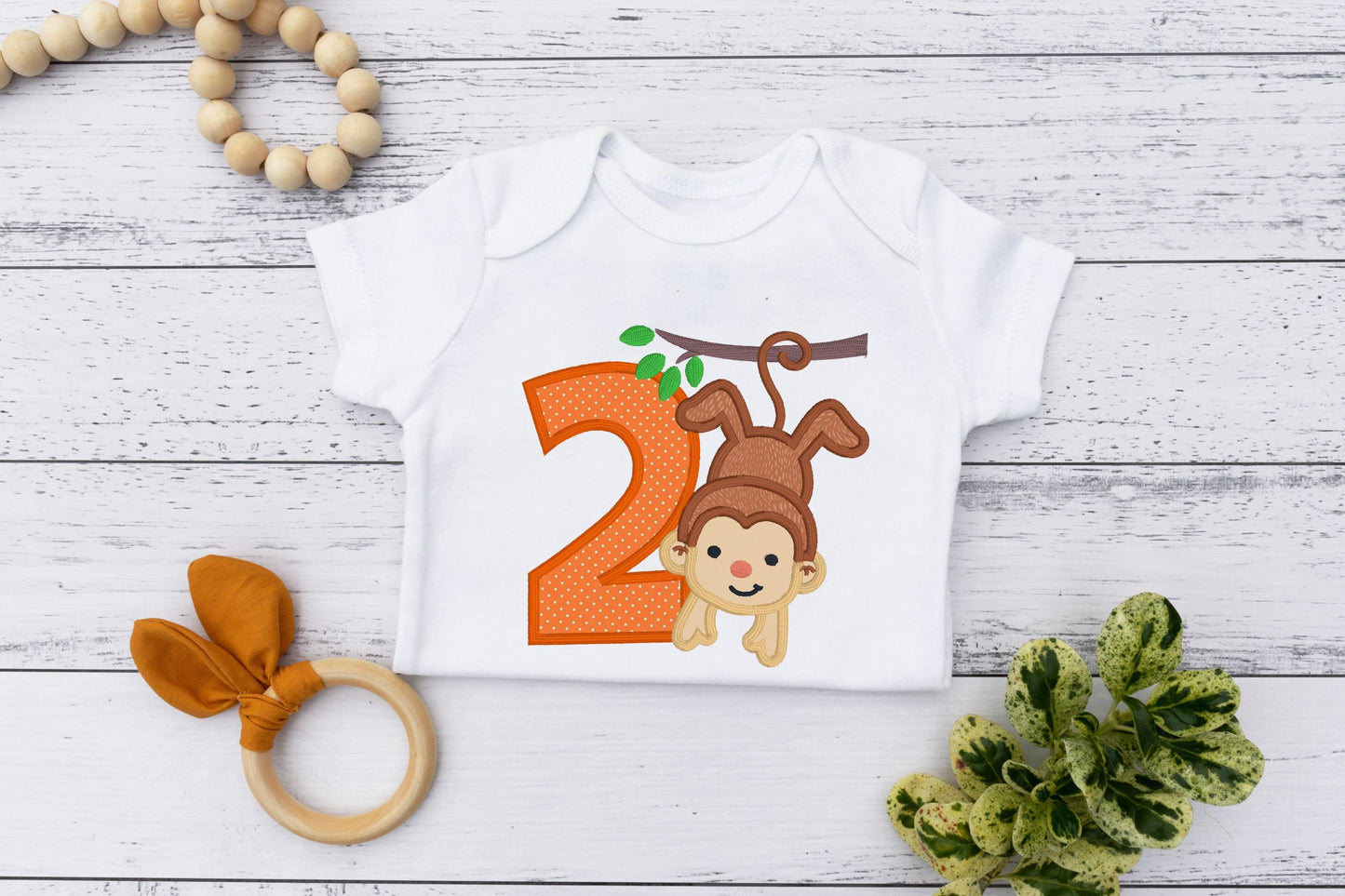 Birthday Monkey Embroidered Shirt