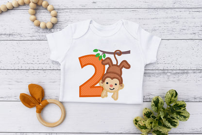 Birthday Monkey Embroidered Shirt
