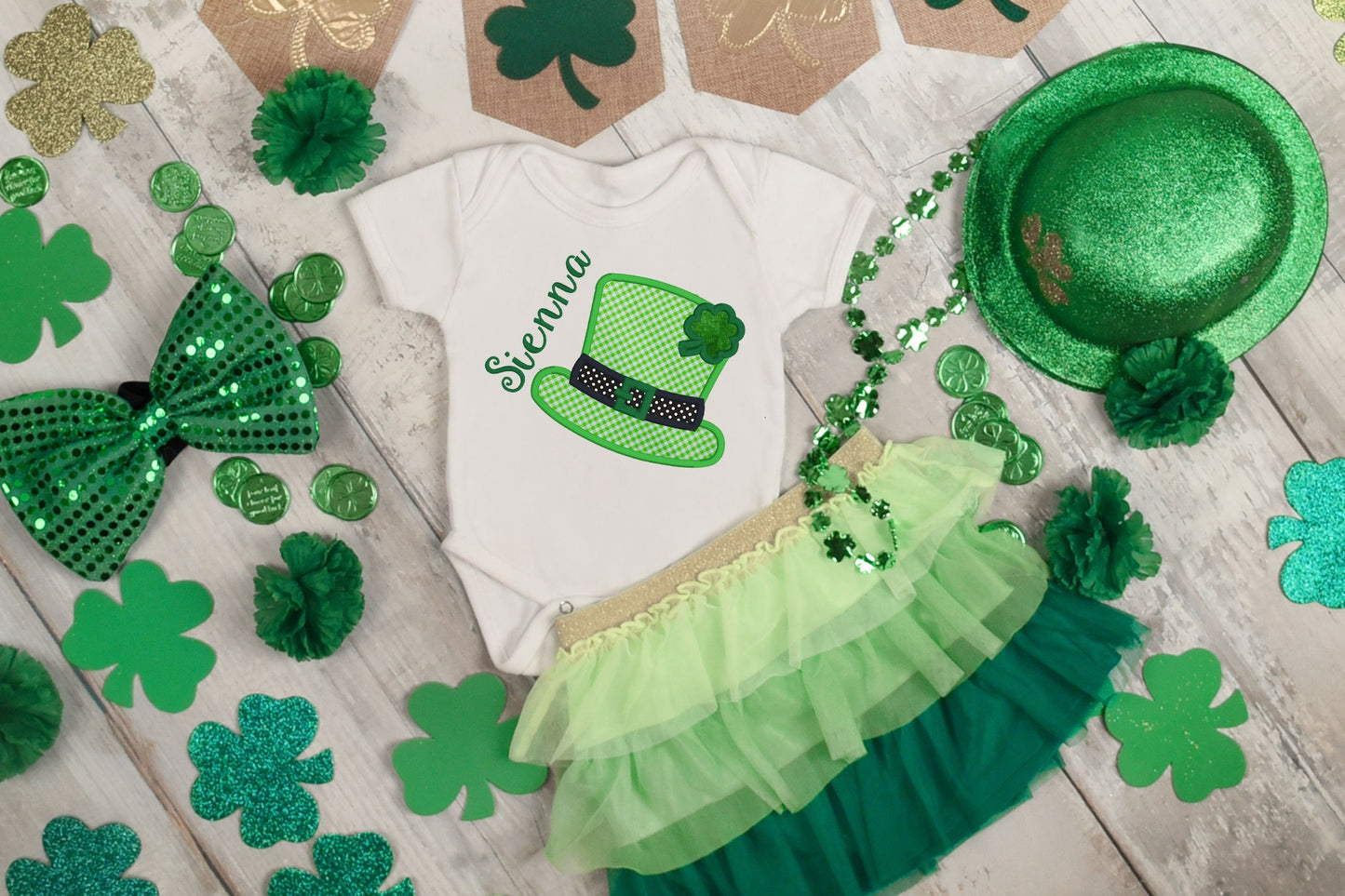 St. Patrick's Day Custom Personalized Embroidered Kids T-Shirt or Baby Onesie