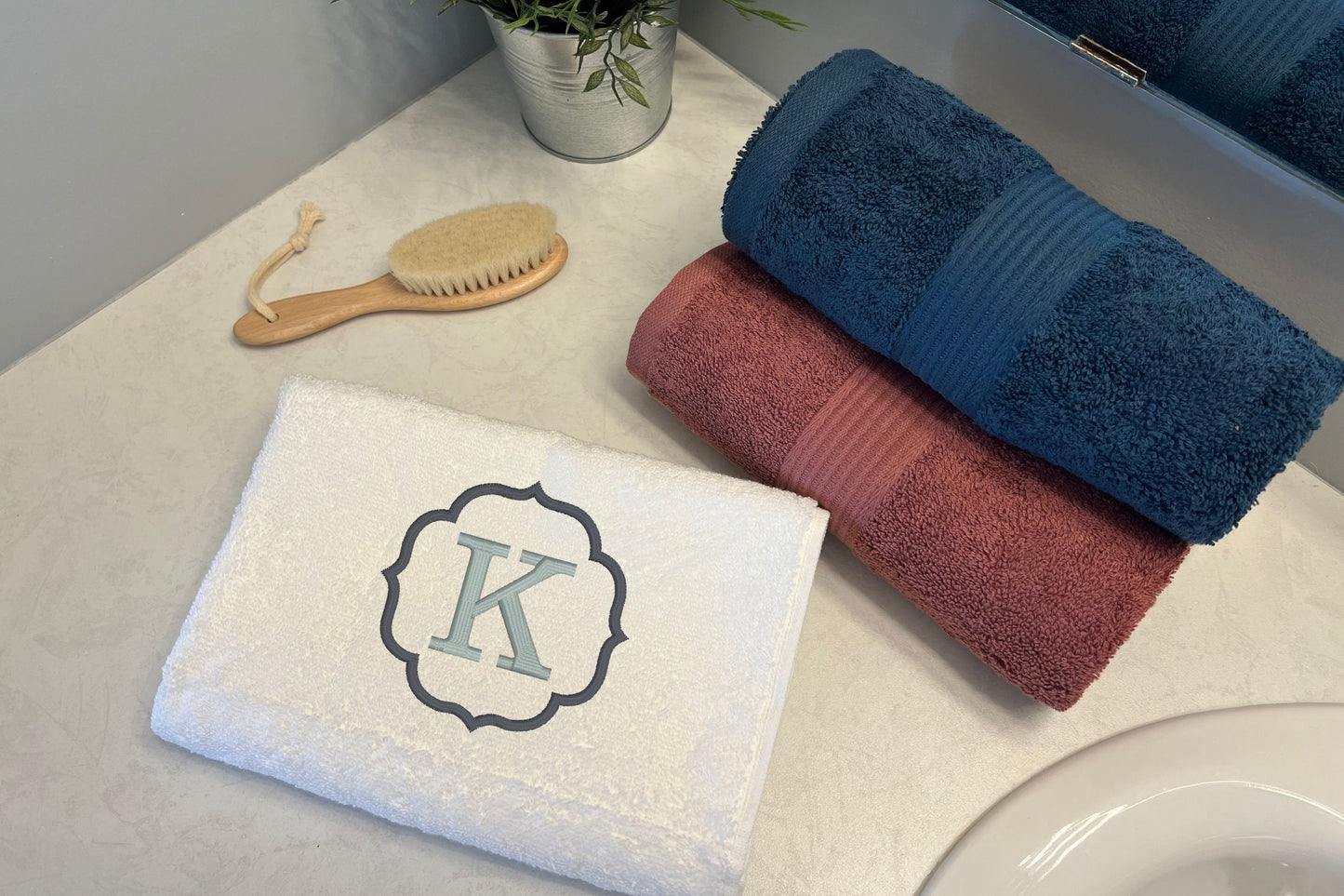 Custom embroidered monogram towel