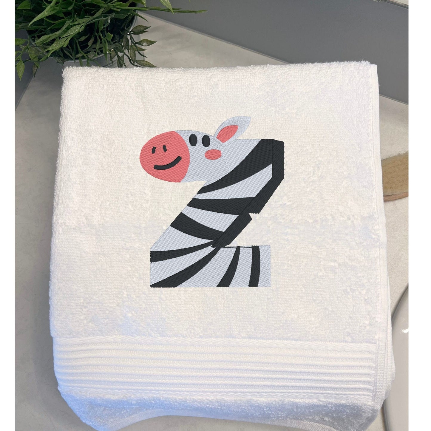 Monogram kids towel animal theme