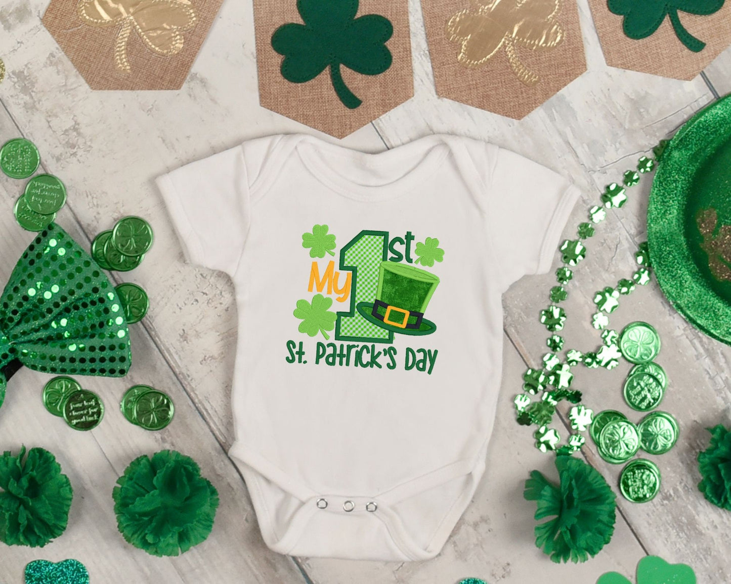 My 1st St. Patrick's Day embroidered baby onesie