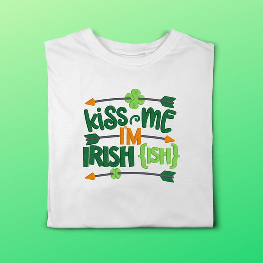 Kiss me I'm Irish Embroidered Kids Shirt