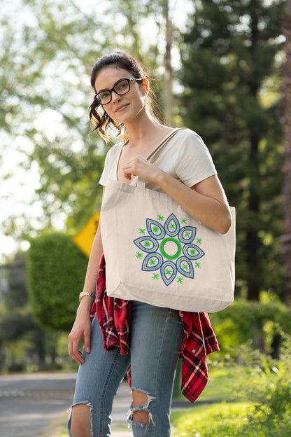 Mandala Design Embroidered Tote Bag