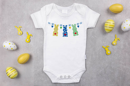 Easter Bunnies Hanging on a Garland Embroidered Shirt
