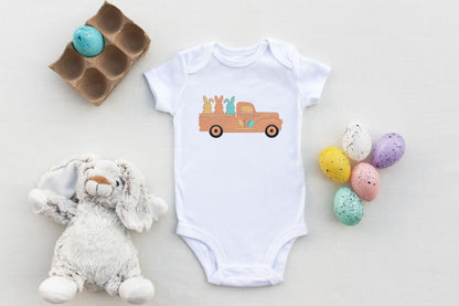 Easter Bunnies in Pickup Truck Embroidered Shirt