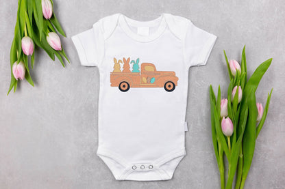 Easter Bunnies in Pickup Truck Embroidered Shirt