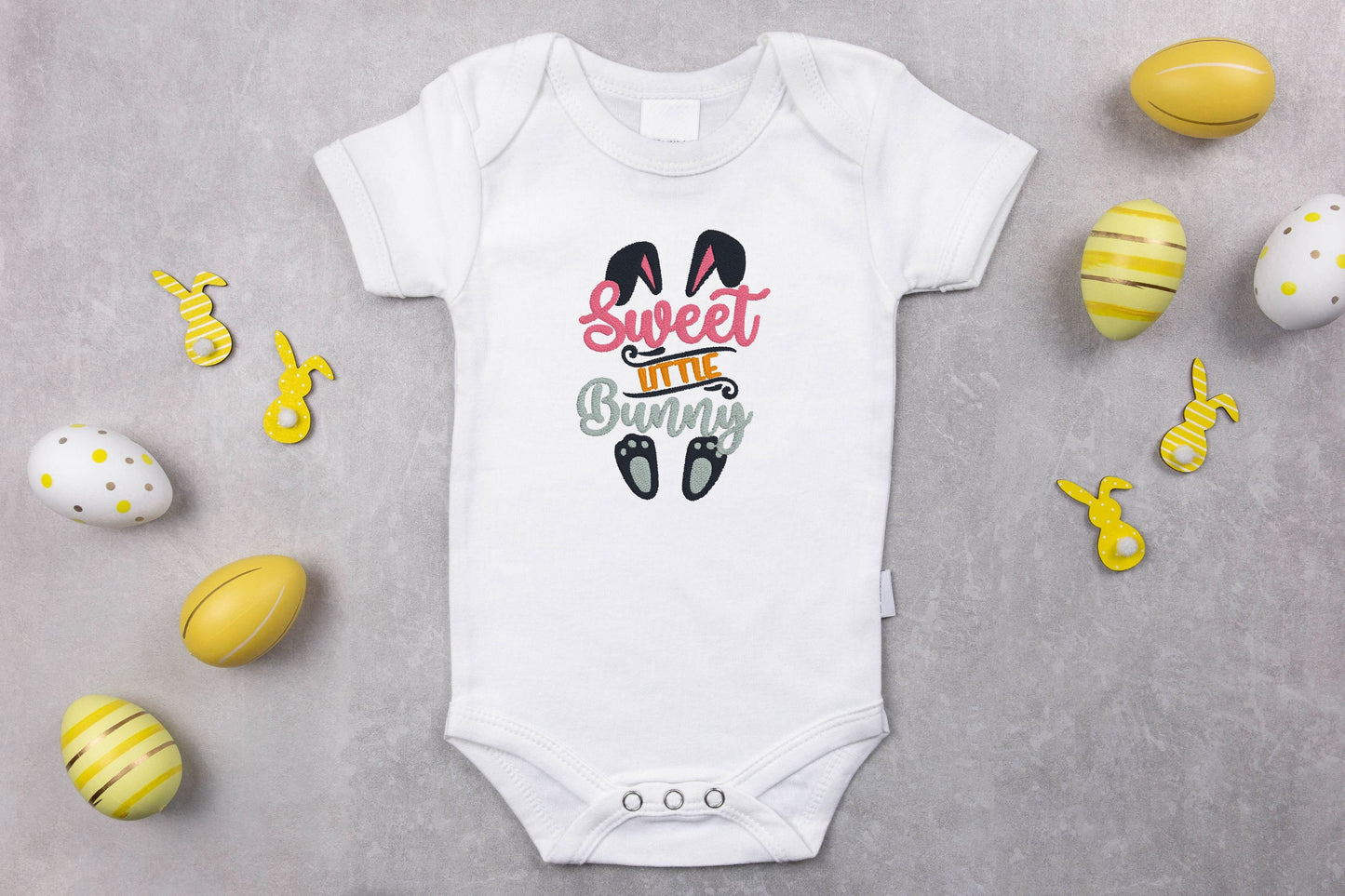 Sweet Little Bunny Embroidered Easter Onesie