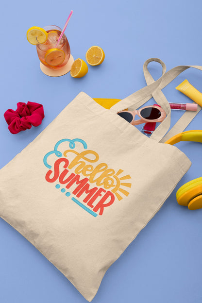 Embroidered Hello Summer Tote Bag - Reusable and Stylish