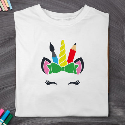 Unicorn Embroidered Back to School T-Shirt