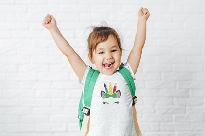 Unicorn Embroidered Back to School T-Shirt