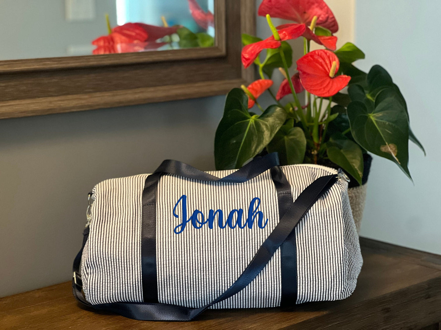 Personalized Seersucker Kids Travel Bag