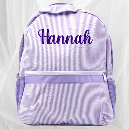 Personalized Embroidered Seersucker Backpack