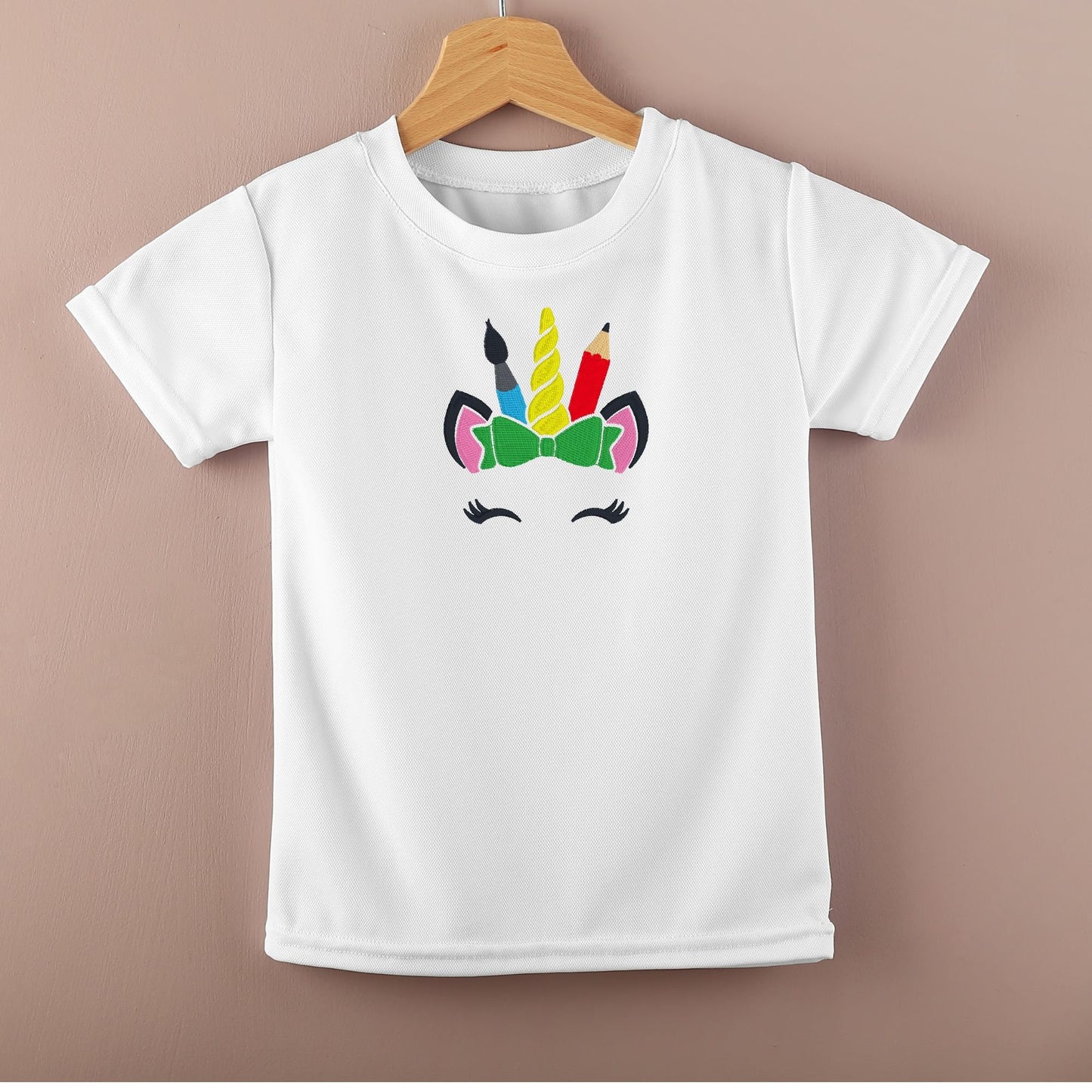 Unicorn Embroidered Back to School T-Shirt