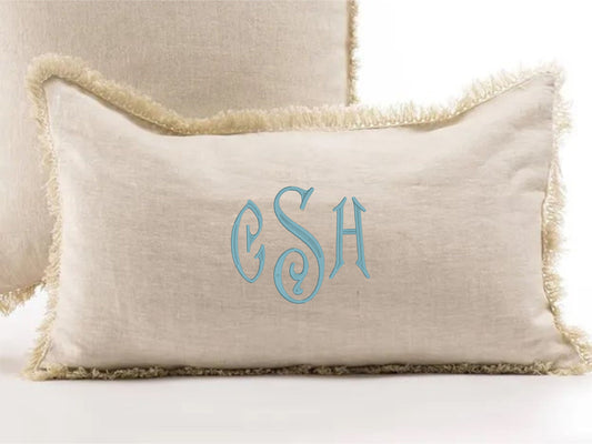 Personalized embroidered throw pillow with Tassels