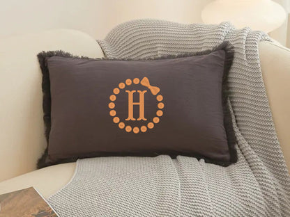 Personalized embroidered throw pillow with Tassels