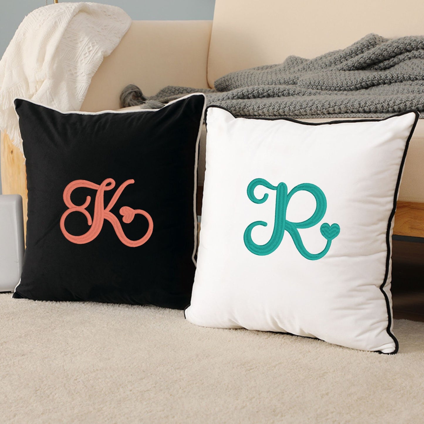 Monogram Velvet Pillow