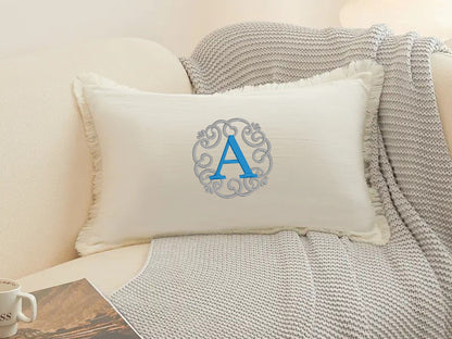 Personalized embroidered throw pillow with Tassels