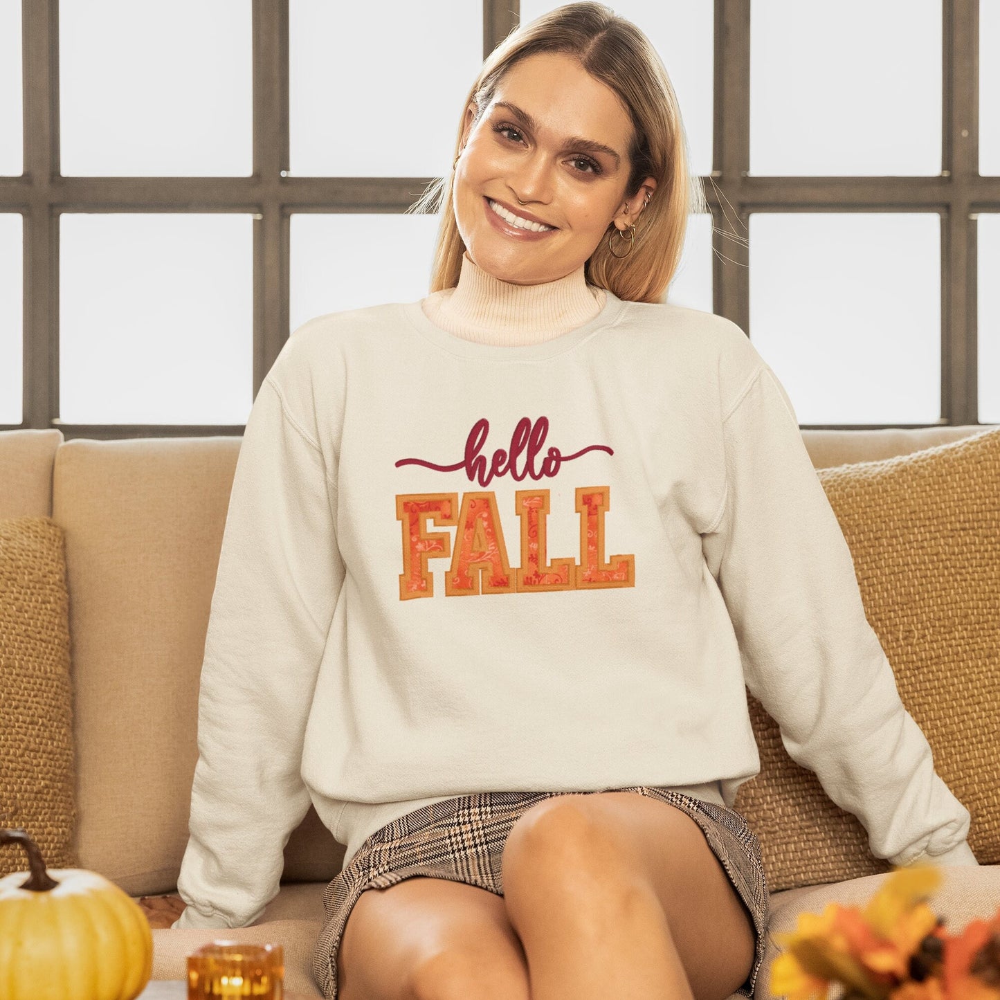 Fall Embroidered Sweatshirt; Hello Fall Crewneck; Fall gift