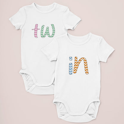 Twins embroidered baby onesies; Twins embroidered toddler/youth t-shirt; Twins Baby Clothes, Twins Matching Outfit; Boy Twins, Girl Twins