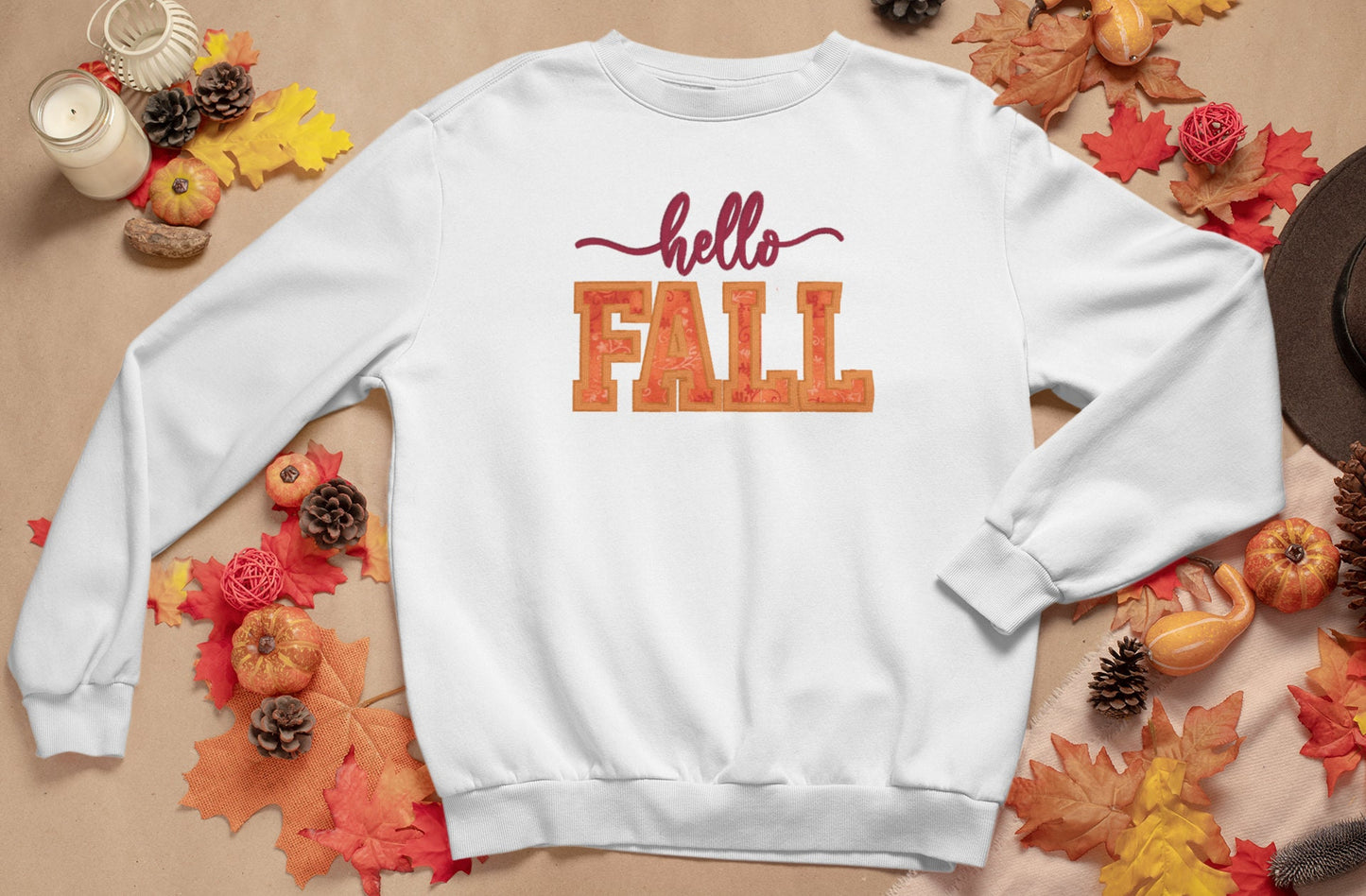 Fall Embroidered Sweatshirt; Hello Fall Crewneck; Fall gift