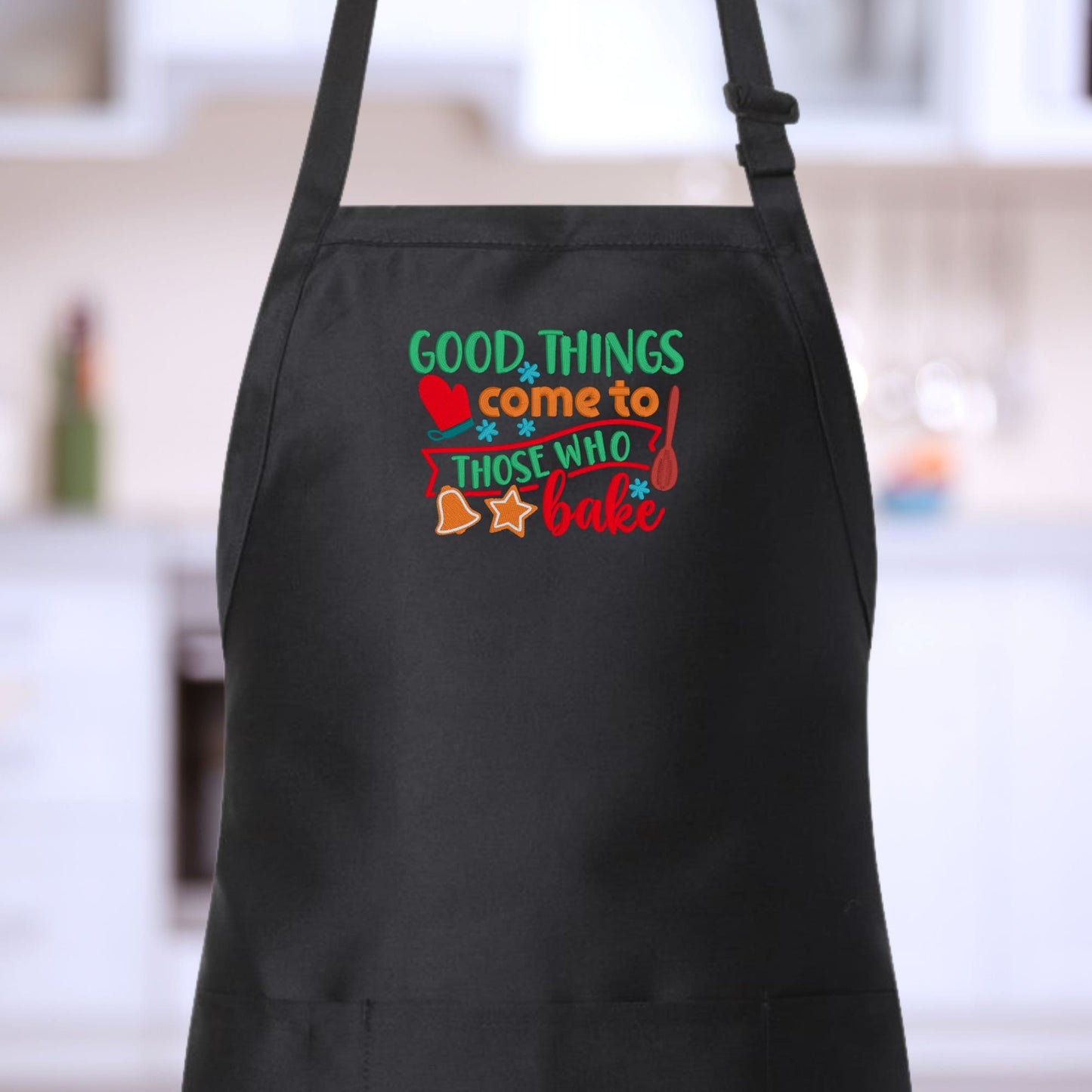 "Good Things Come to Those Who Bake" Embroidered Winter Holiday Apron