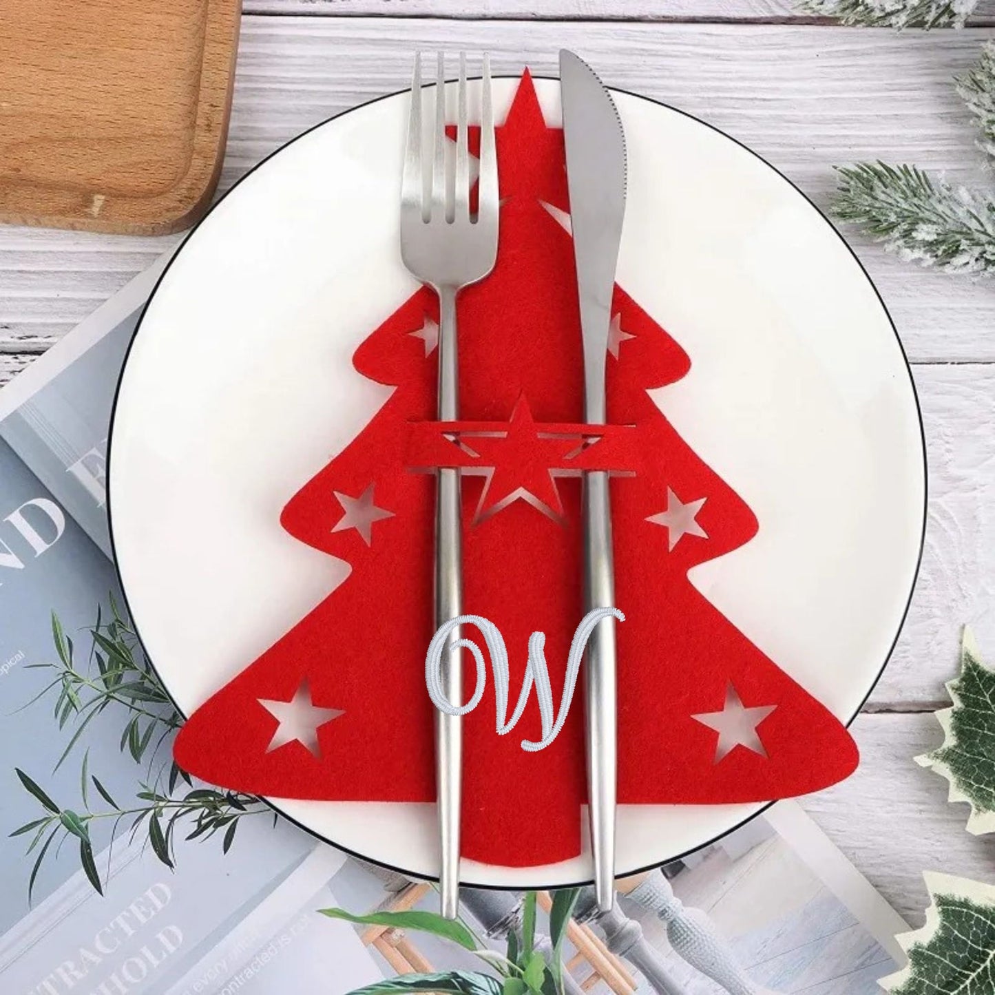 Christmas Tree Cutlery Holders Personalized