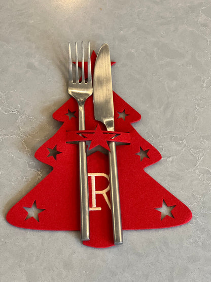 Christmas Tree Cutlery Holders Personalized