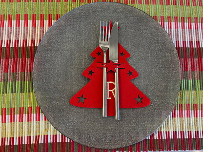 Christmas Tree Cutlery Holders Personalized