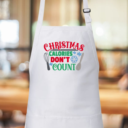 "Christmas Calories Don't Count" Embroidered Christmas Apron